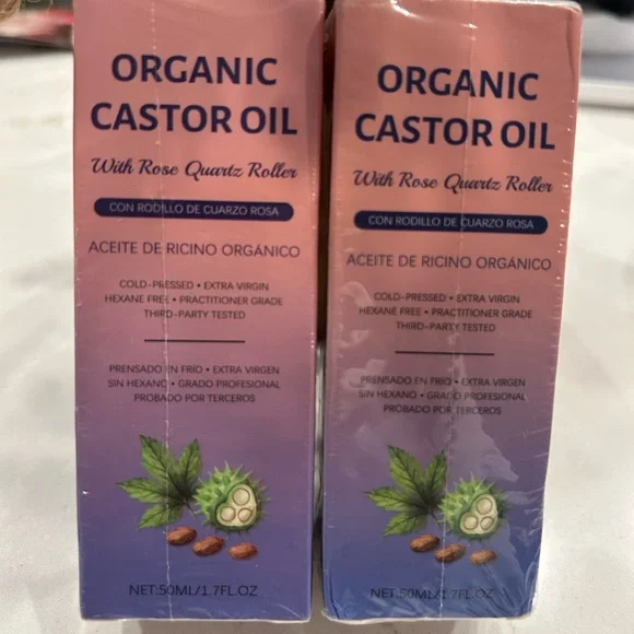 Organic Castor Oil with Rose Quartz Roller - 2 Pack - Picture 2 of 2
